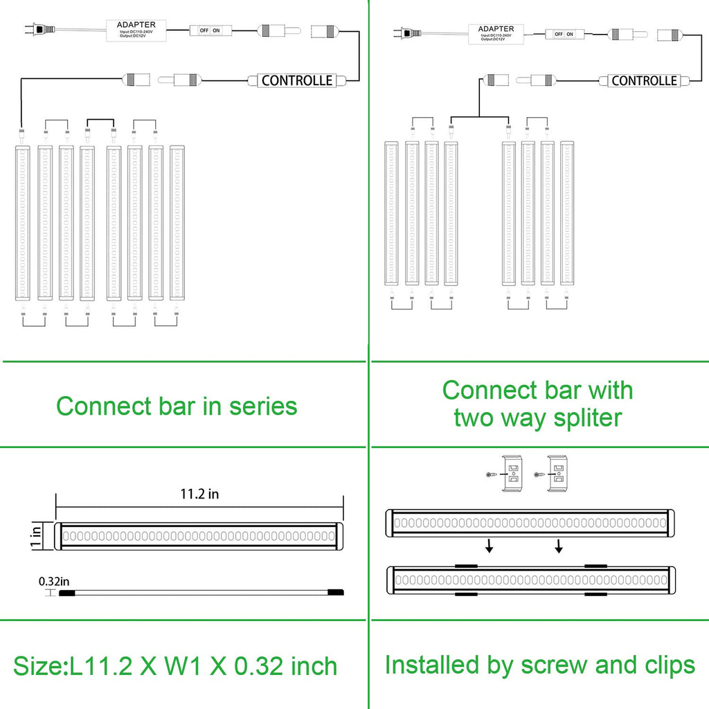LED Under Cabinet lighting Kit, Plug in Strip Lights with Dimmer Switch Cabinet Counter, Closet, bedroom