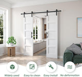 Double 21inx84in White Barn Door and 7FT Sliding Barn Door Hardware Kit Included,Solid,MDF, PVC Surf