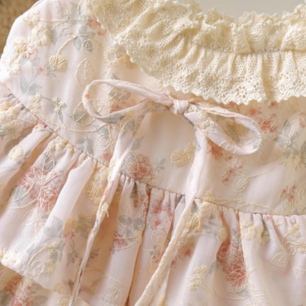 Baby Girl Floral Lace Romper Dress Vintage Boho Sleeveless Bodysuit Dress