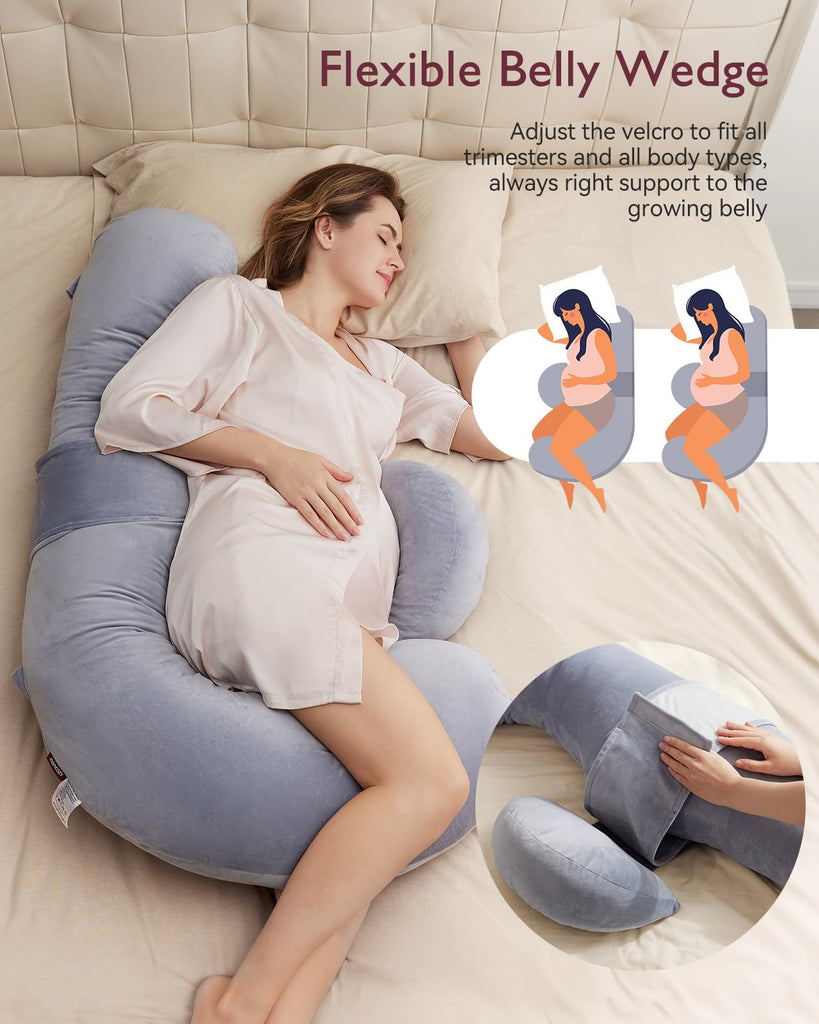 Original F Shaped Pregnancy Pillow with Adjustable Wedge Pillow