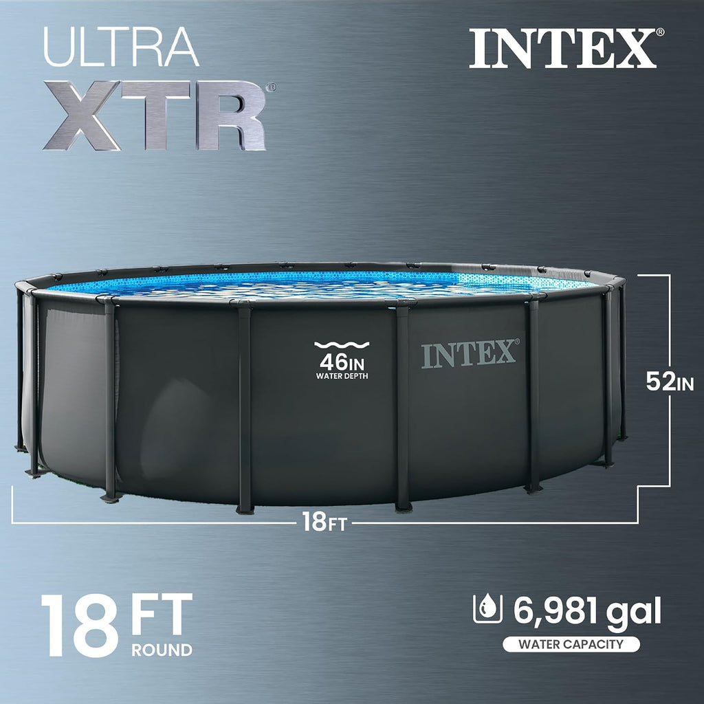 Ultra XTR 18ft x 52in Round Above Ground Swimming Pool Set w/Pump | 26329EP - 2100 GPH Sand Filter Pump, Ladder, Pool