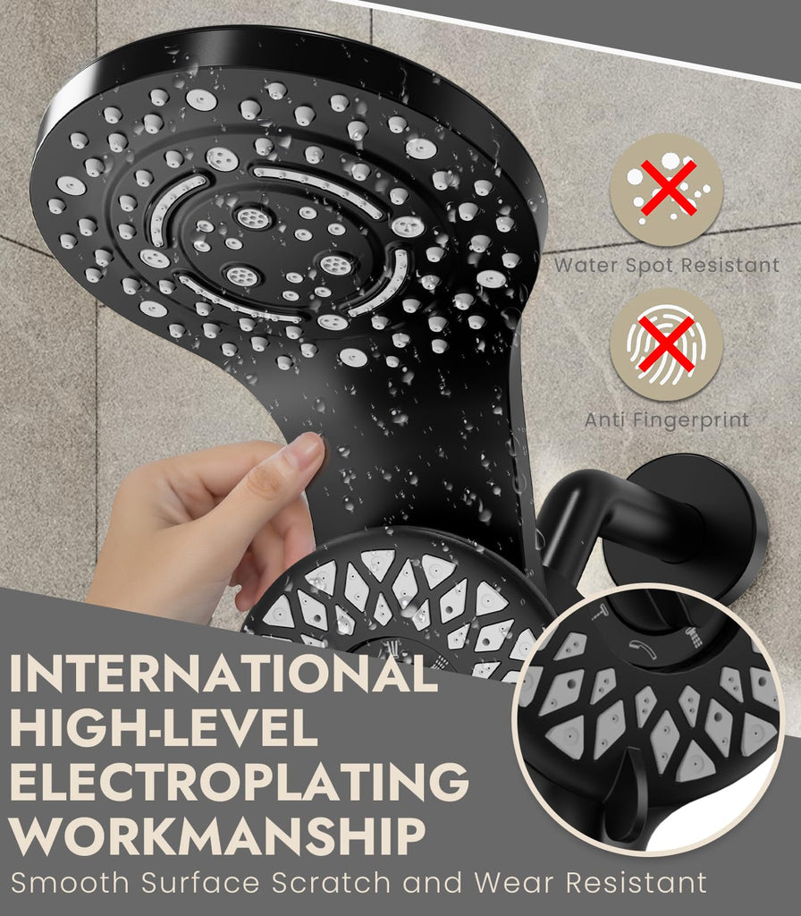 Rain Shower Head with Handheld, 13-Function High Pressure Dual Shower Head, 2-in-1 Magnetic Rainfall Showerhead Combo