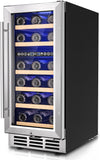 15 Inch Dual Zone Wine Fridge, 30 Bottles Under Counter Wine Cooler Refrigerator