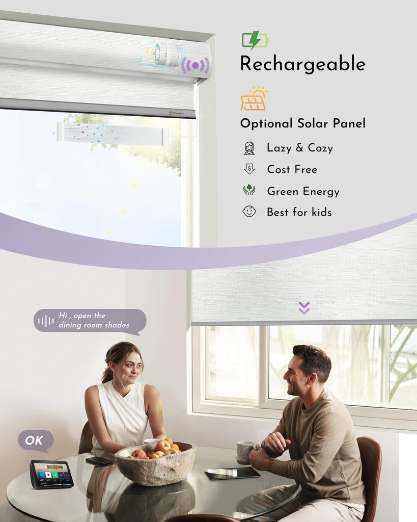 Motorized Roller Shades 100% Blackout Free Stop Window Shades Cordless Wireless Remote Control Window Roller Blinds