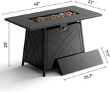 Large Propane Fire Pit Table - Outdoor Patio Firepits for Outside - Black