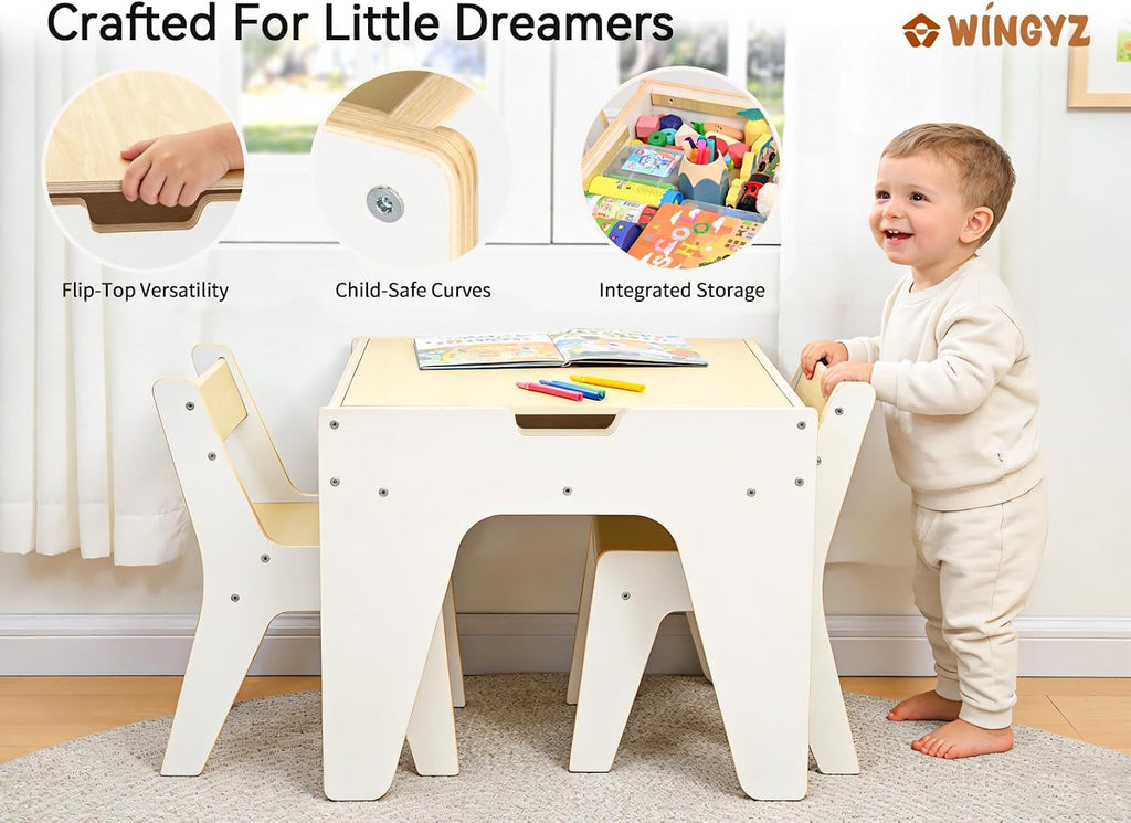 Toddler Table and 2 Chairs, in-1 Kids Activity Table with Storage
