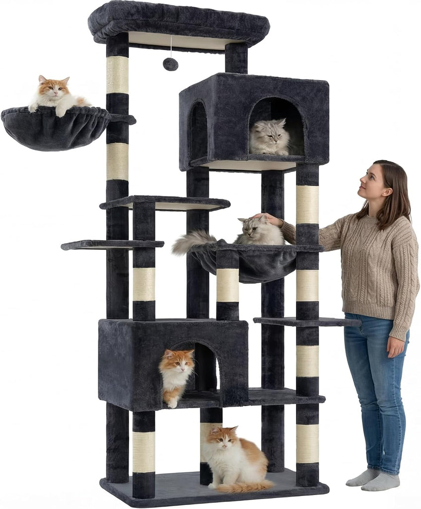 Cat Tree, 76-Inch Tall Heavy Duty Cat Tower for Big Cats