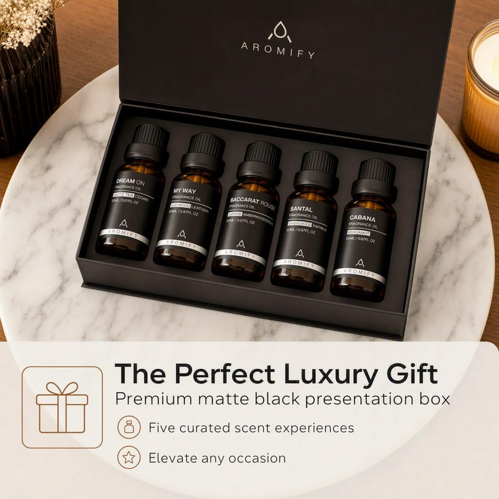 Diffuser Oil Gift Set, 5 Pack of 20ML (0.67 FL OZ) | Hotel Scent Diffuser Oils, Dream On, My Way, Baccarat Rouge