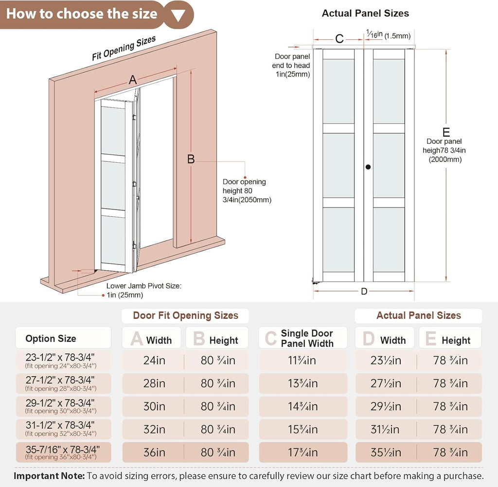 Preassembled Bi-Fold Doors, for 32"x 80" Opening,Tempered Frosted Glass Closet Folding Barn Door wit