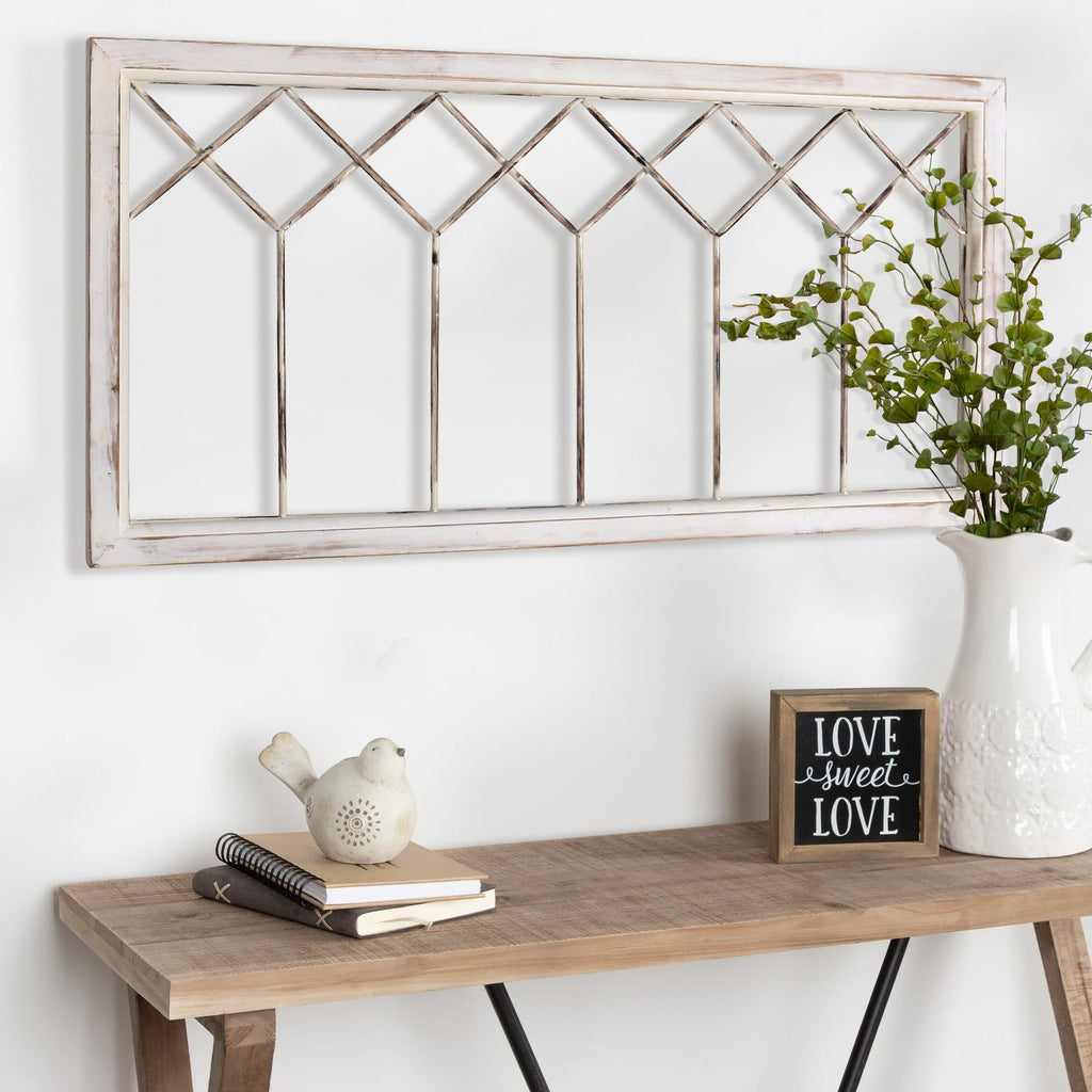 Wood Window Frame Wall Art, 39"x 20" Rustic Wall Decor