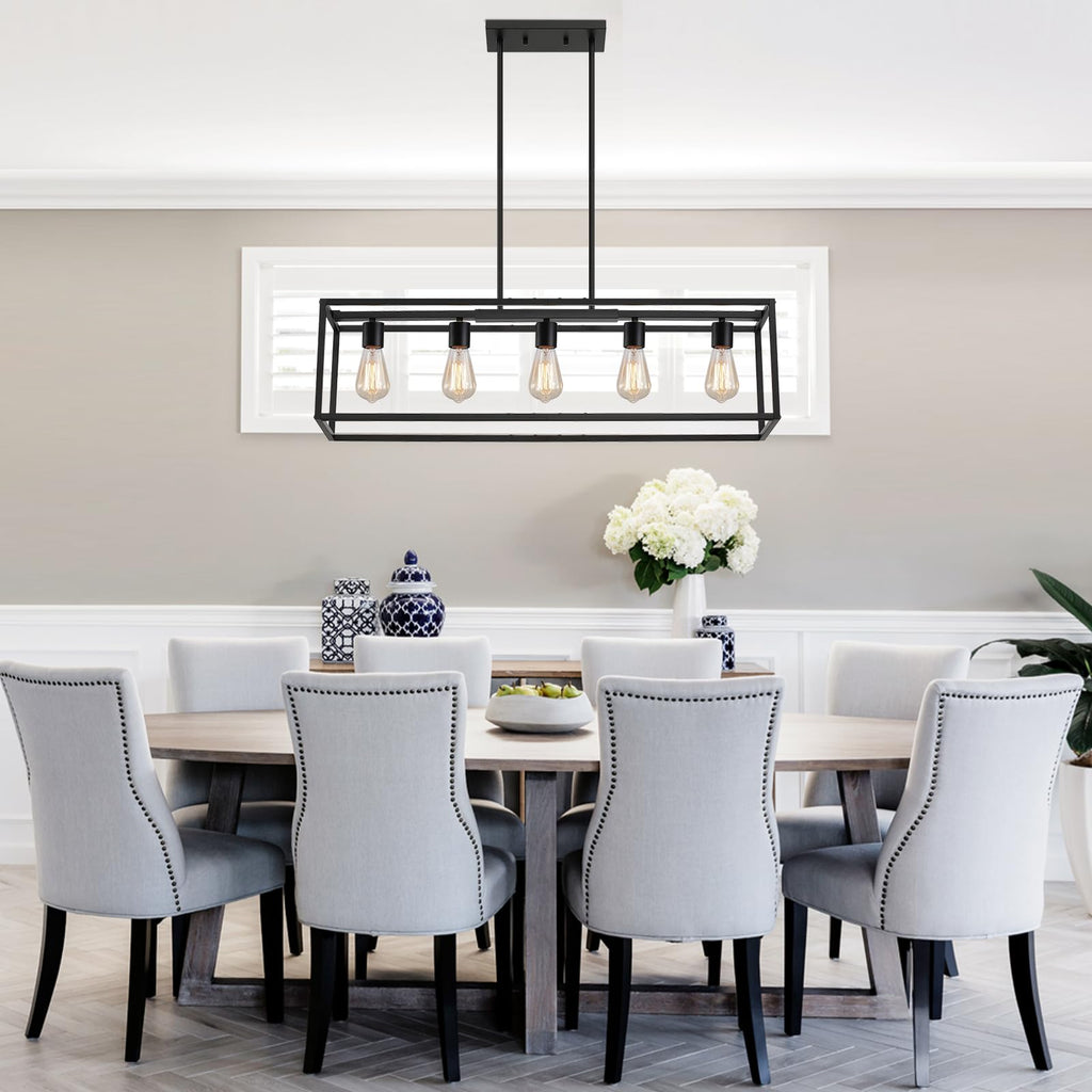 Dining Room Light Fixture,Black Farmhouse Kitchen Island Lighting,Rustic Pendant Light Over Table