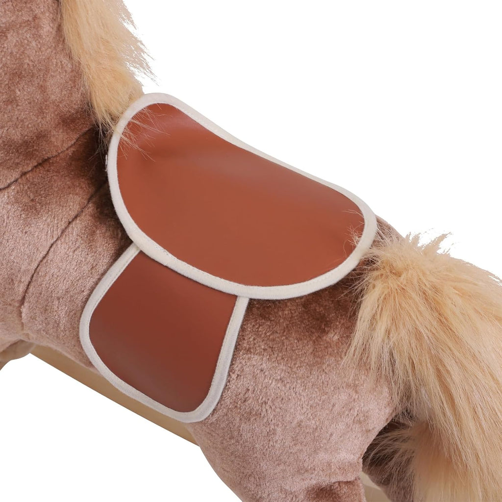 Kids Rocking Horse Wooden Base Ride-On Toy Handle Grip 36M+ Brown