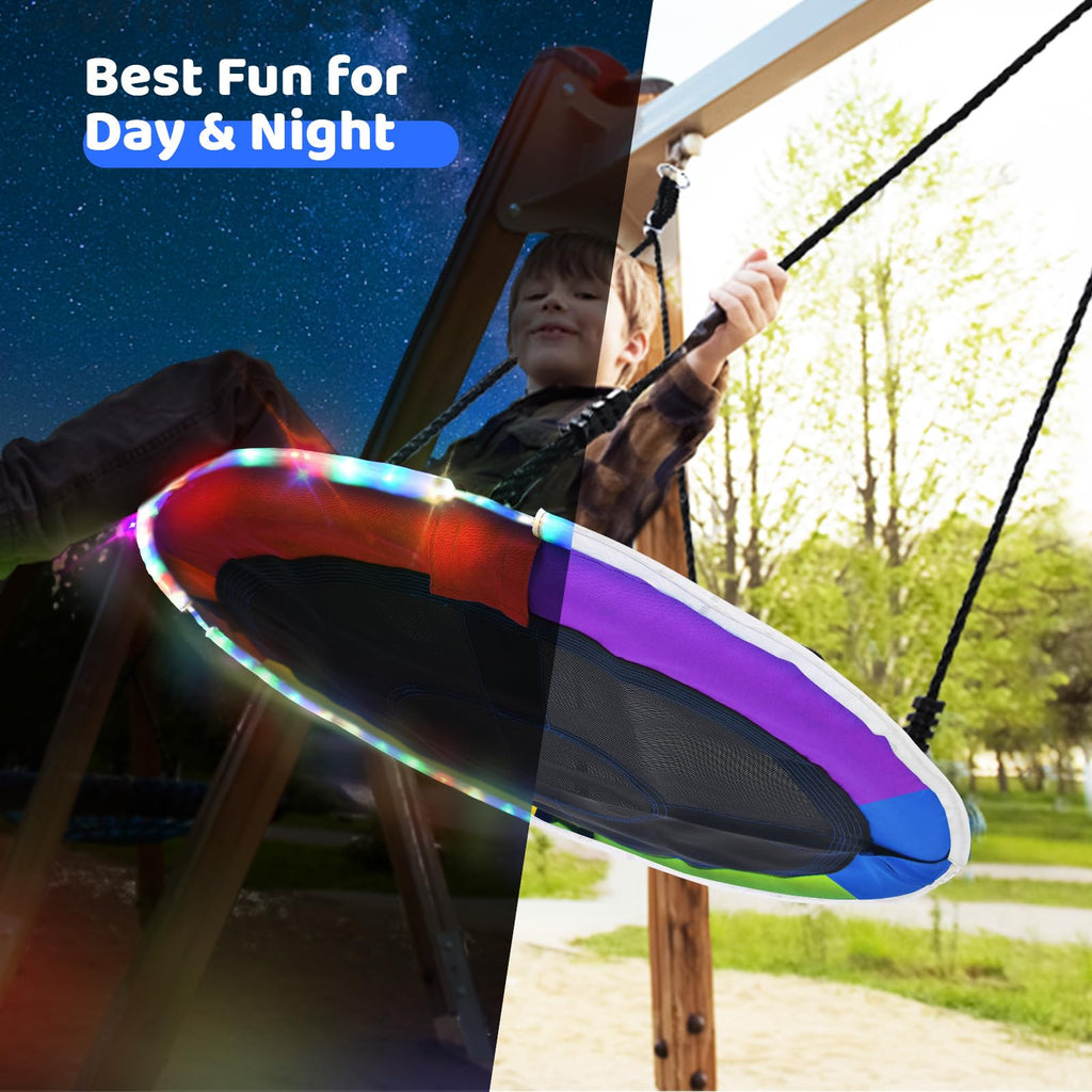 40" Saucer Tree Swing with LED Lights, Heavy Duty