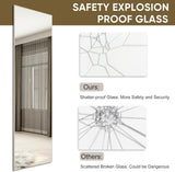 Mirror Closet Doors, 60''x80'' One Side Sliding Closet Door with Hardware Kit, Interior Steel Frame 