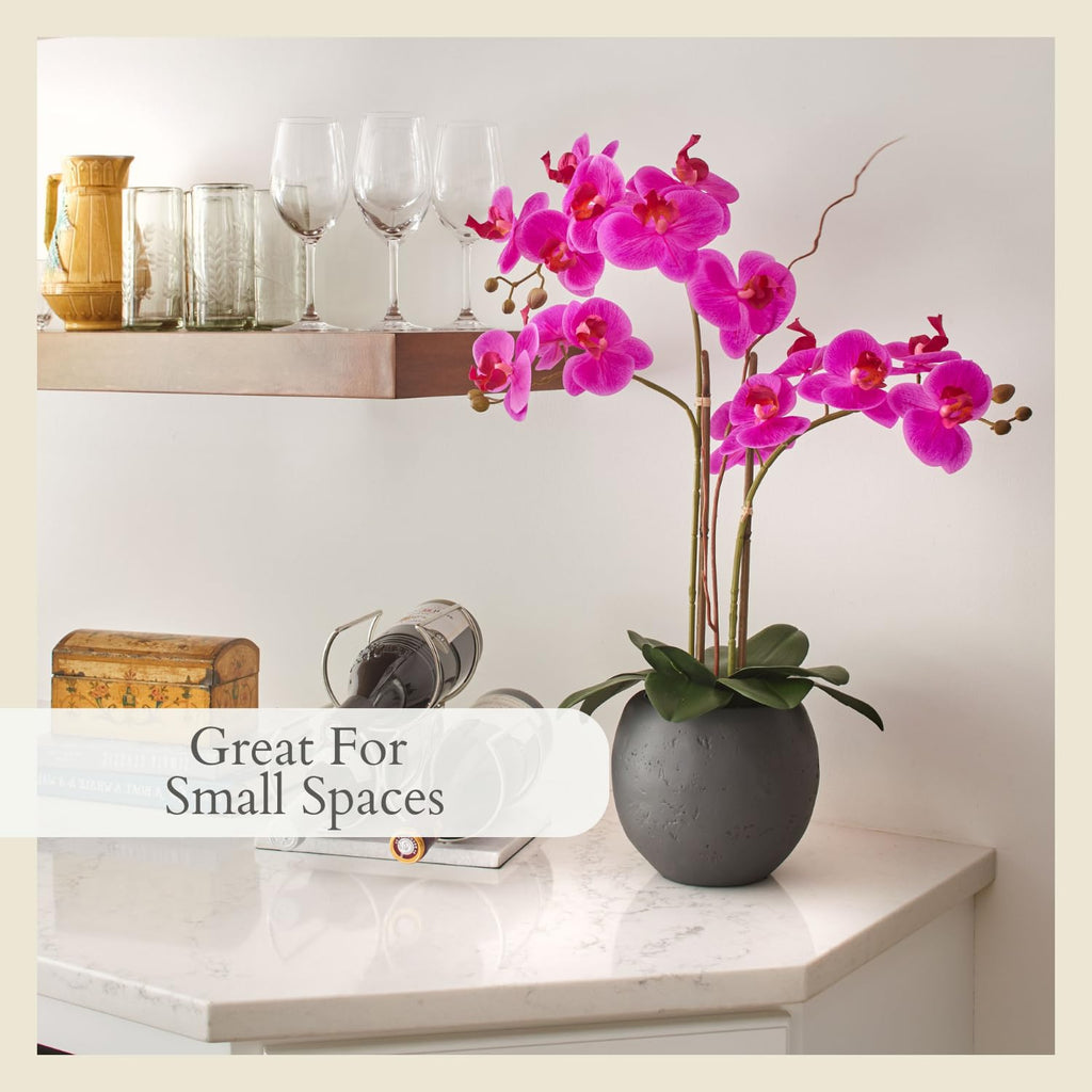 Faux Pink Orchid Plant, 25 in, Grey, Home Decor
