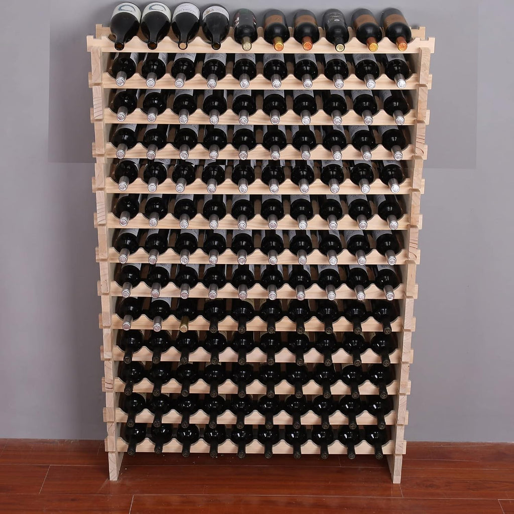 Wine Rack Cabinet Freestanding for Floor Wooden Stackable Storage Modular countertop Wood Wine Holder (120bottle)