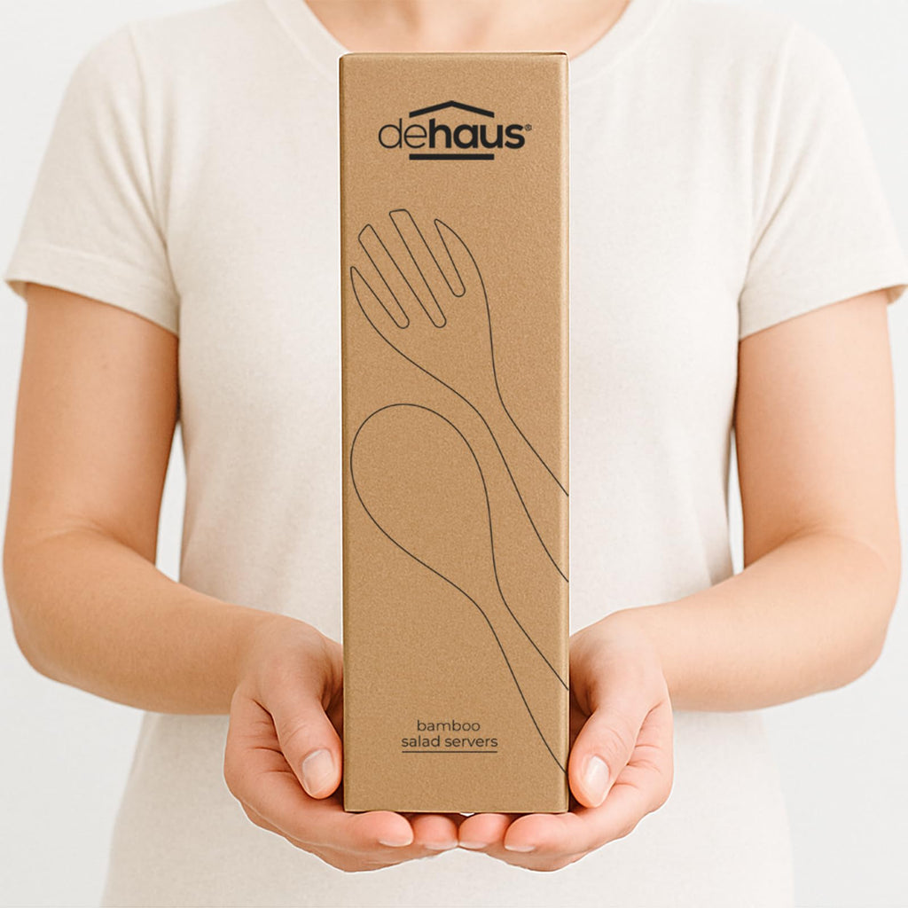12" Extra Large Bamboo Salad Servers - Wooden Salad Serving Spoons - Eco Friendly Salad Tossing Utensils - Giant