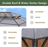 12'x10' Hardtop Gazebo, Aluminum Frame Permanent Pavilion wi - Image 8