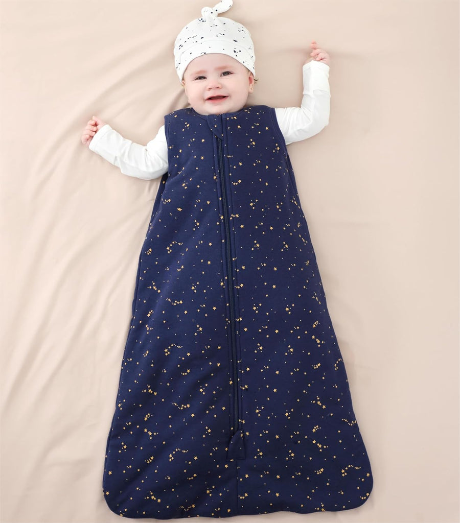 Baby Organic Cotton 0.5 TOG Wearable Blanket-Light Sleeping Bag with Way Zipper, Boys Girls Swaddle Transition