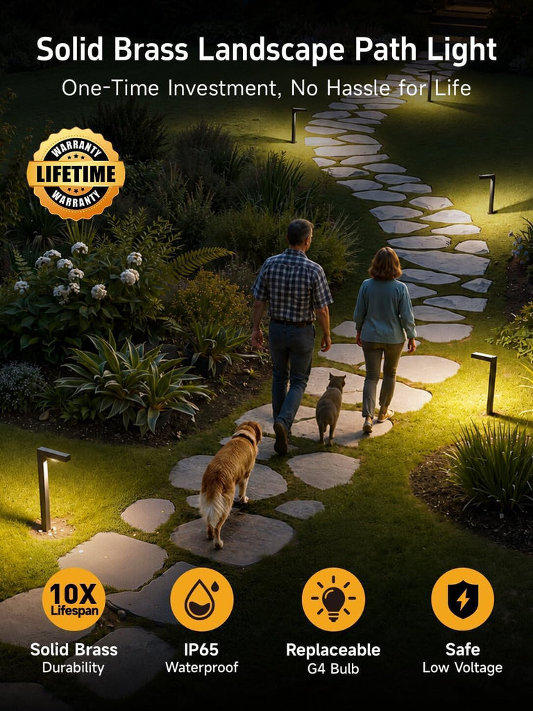 Brass Low Voltage L-Shaped Path Light, Bronze, G4, 2700K, 4Pack