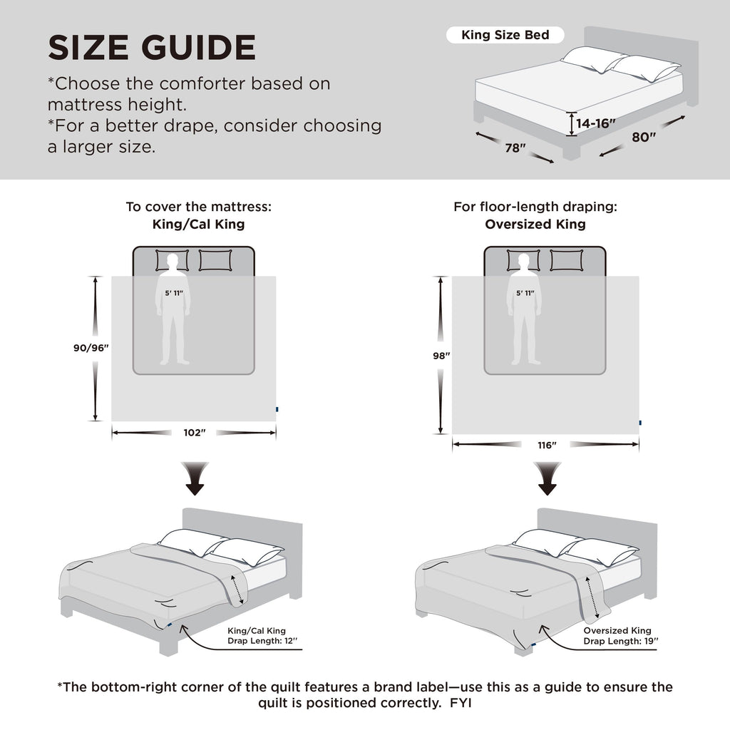 Comforter Duvet Insert - Quilted Comforters Oversized King Size, All Season Duvet, GentleSoft Down Alternative