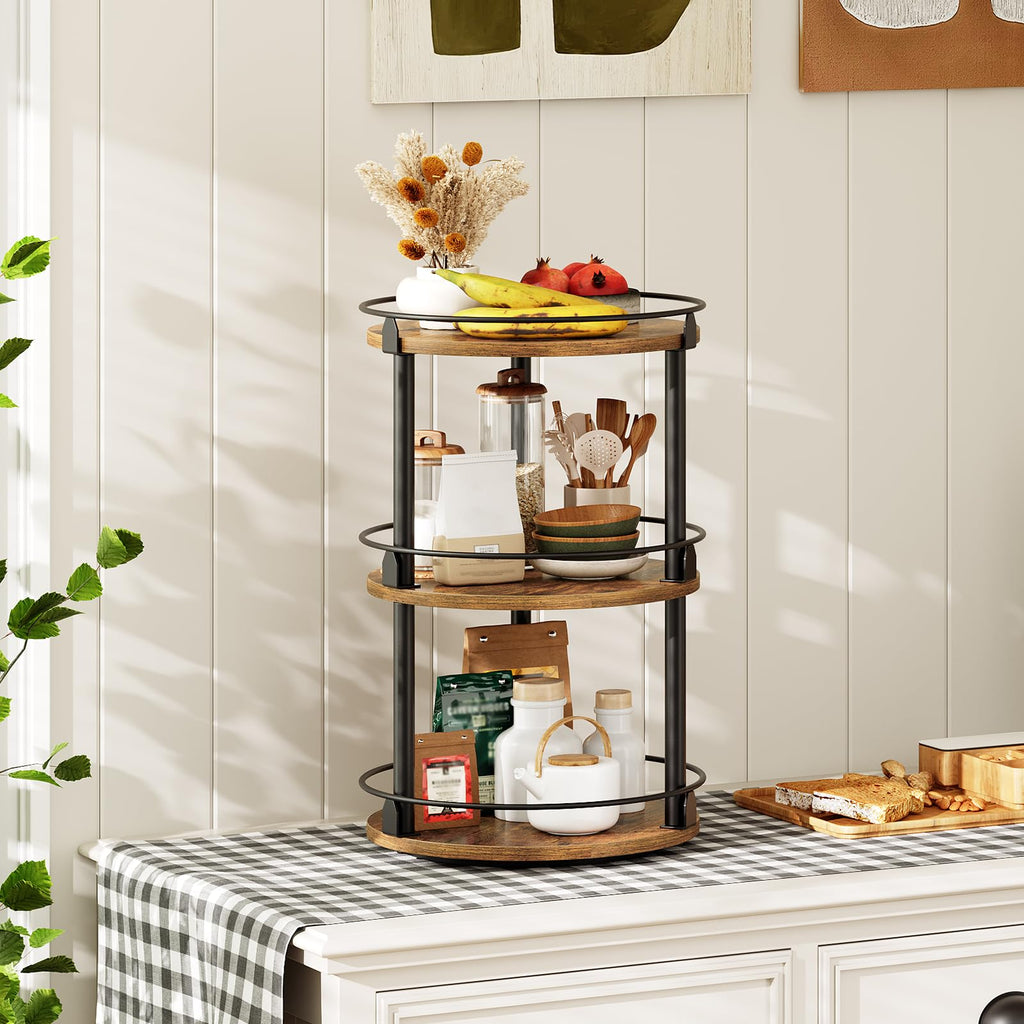 Lazy Susan Organizer, Rotating Spice Rack, Spinning Organizer, Industrial Turntable Spice Rack Organizer