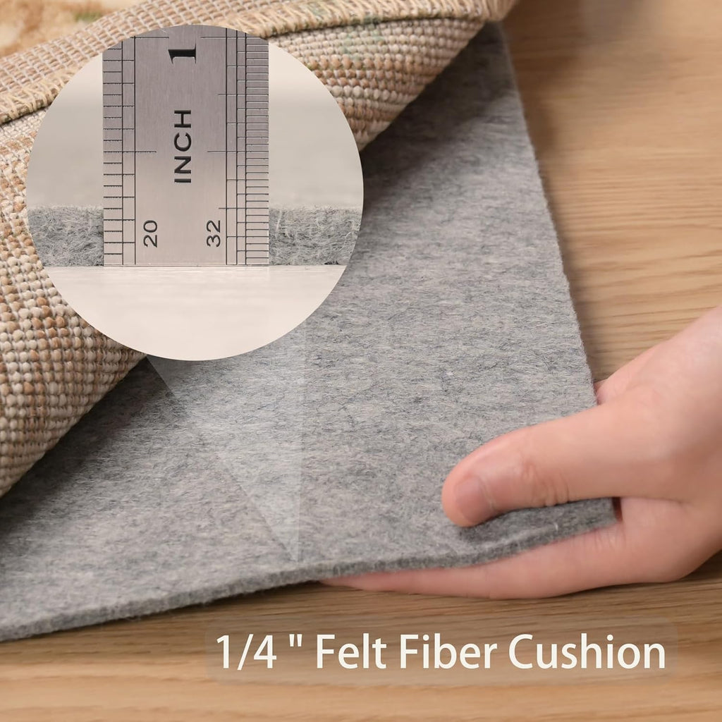 Non Slip Rug Pad 8x10 Feet Carpet Padding, Under Rug Padding Cushioned for Hardwood Floors, Thick Felt Cushion Carpet - Set of 80