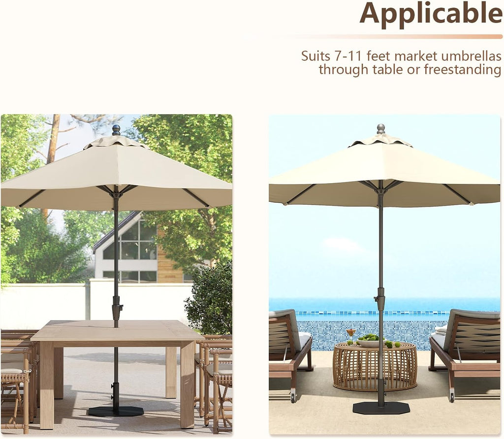 44 lb Steel Plate Patio Umbrella Base, Square Heavy Duty Stand Weight with 4 Anti-Slip Pads Table Umbrella, Black