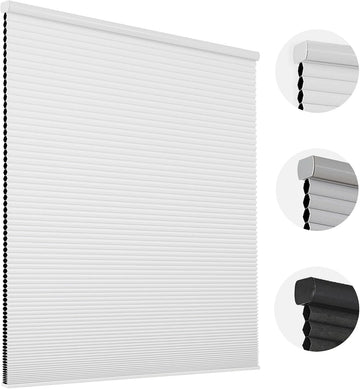Cordless Blackout Cellular Shades, 15" W x 36" H, White
