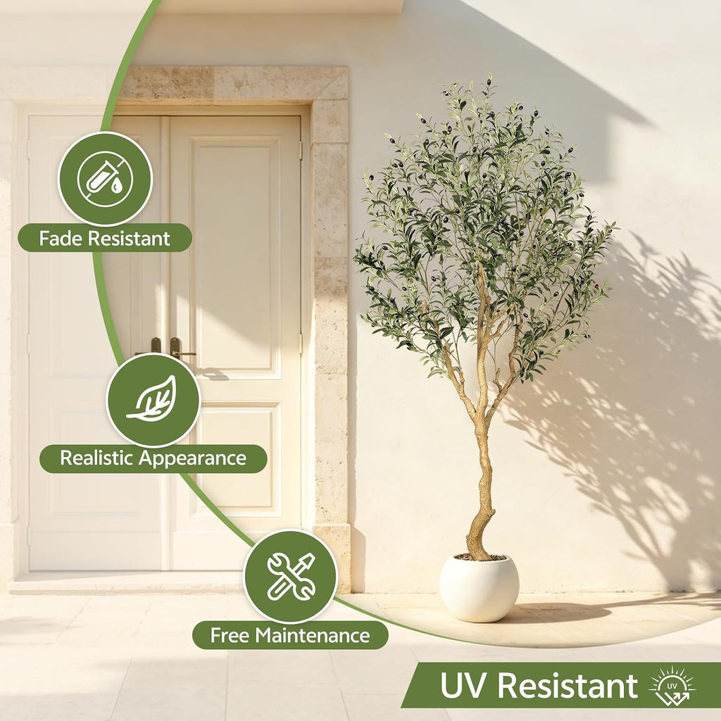 Faux Olive Tree 7ft with UV Resistant for Indoor Outdoor Decor