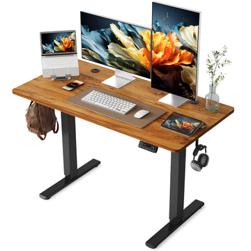 Electric Standing Desk, 48 x 24 Inches Stand Up Desk with Splice Board, Adjustable Height Desk, Computer Desk, Black