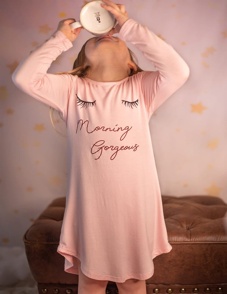 Girls Nightgowns Long Sleeve Print Pajama Sleep Dress Soft Nightie