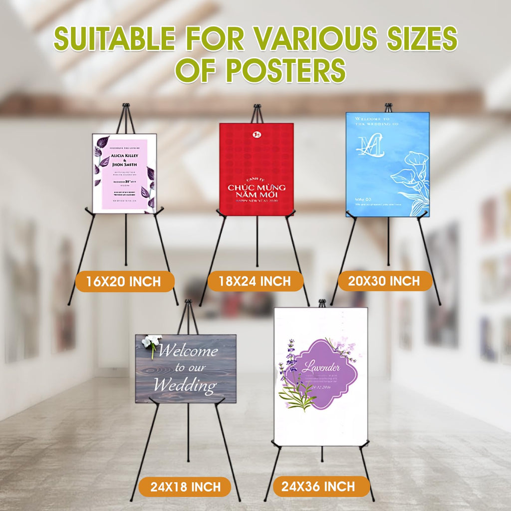 63" Easel Stand for Display, 3 Pack Portable Foldable Metal Easel