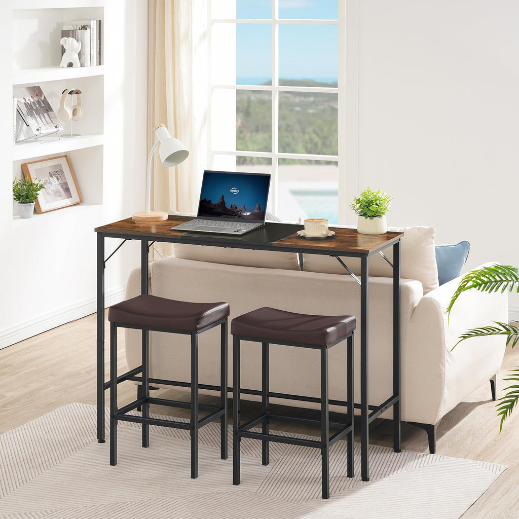 Bar Table, 47.1" Rectangular Pub Table, Tall Counter Height, Long Bar Height Table for Small Space, Sturdy and
