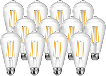 12 Pack Dimmable Vintage LED Edison Bulb, 6W Equivalent 60W LED Edison Bulb Warm White 2700K Antique Led Vintage