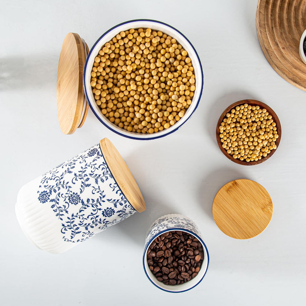 3 Pcs 74/36/18 oz Ceramic Canisters Sets
