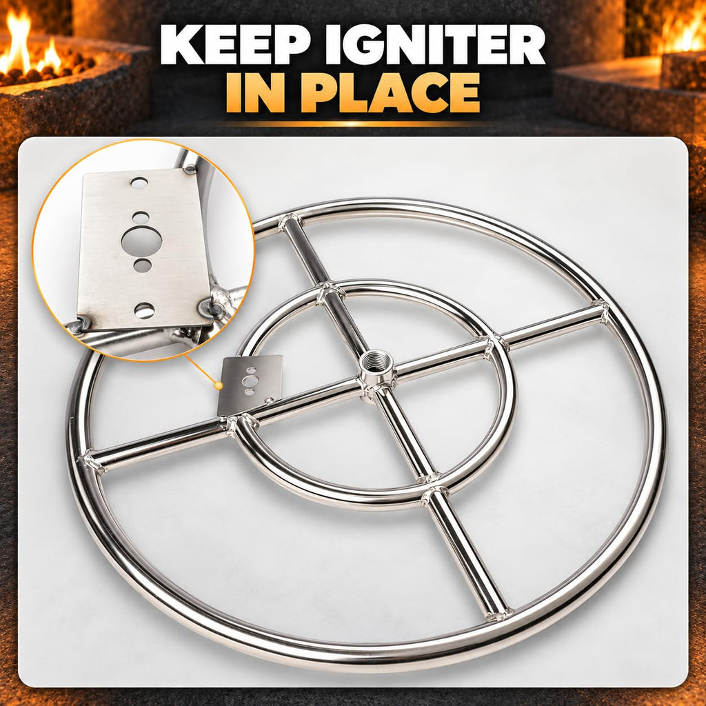 24 Inch Stainless Steel Round Fire Pit Burner Ring Kit