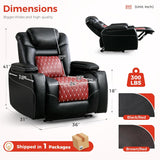 ANJ Power Recliner Chair,Home Theater Seating with Adjustable Headrest,Cup Holders,USB Port,Hidden Arm Storage(Black)