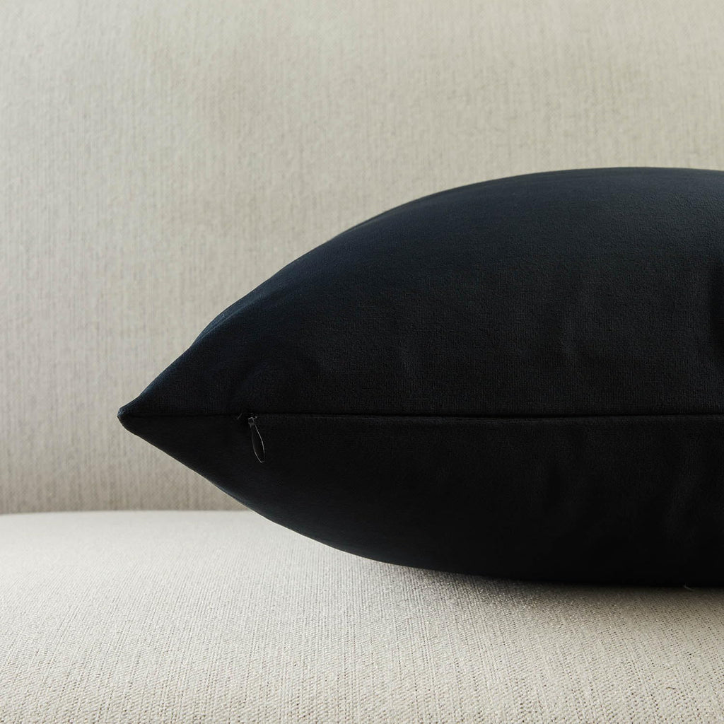 24x24 Euro Velvet Throw Pillow Covers Set of 2, Black