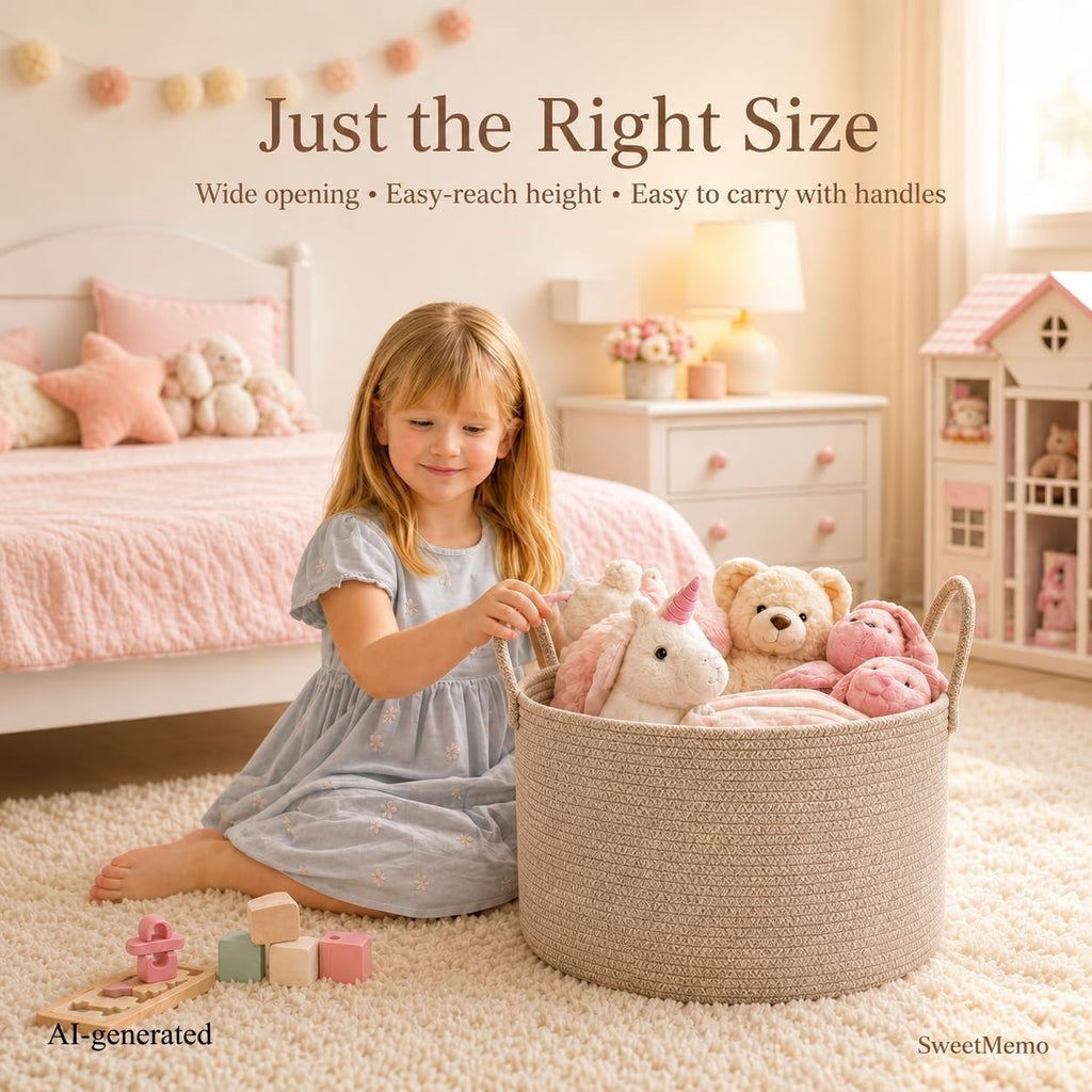 Big Gift Basket Empty Kit, Large Woven Rope Storage Basket, Beige