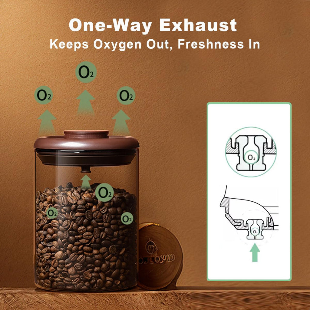 Glass Coffee Canister 900ml x 2 Jar, Airtight Food Storage Container with Pop Lid, Kitchen High Borosilicate Glass