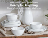 Plates and Bowls Set 12 Pcs,Stoneware Dinnerware Sets for 4 Microwavable,Oven & Dishwasher Safe Porcelain,Scratch