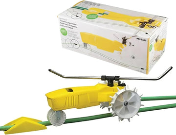 Rain Train 13,500 Square Feet Cast Iron Outdoor Lawn Traveling Water Sprinkler for Yard, and Garden, with Auto Shut