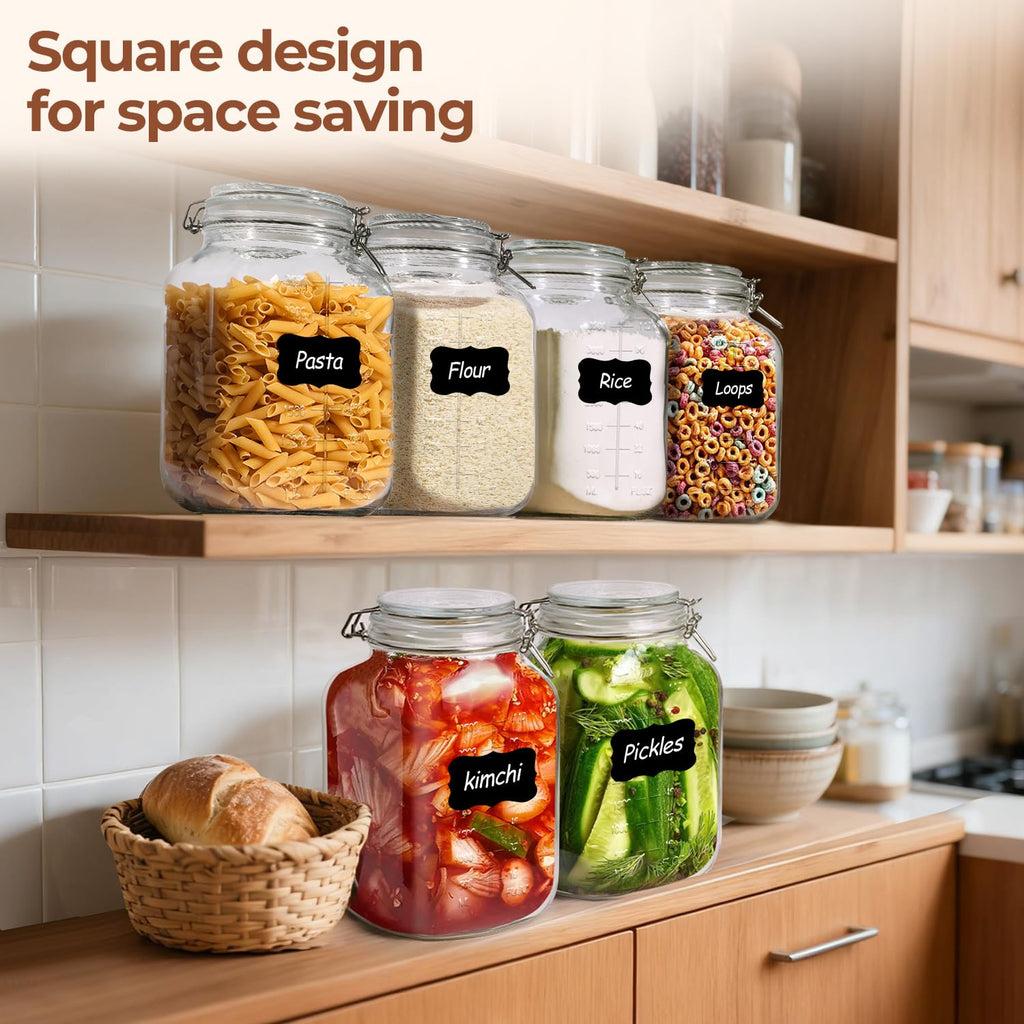 Large Glass Jars with Airtight Lid 1.1 Gallon 2 Pack Wide Mouth