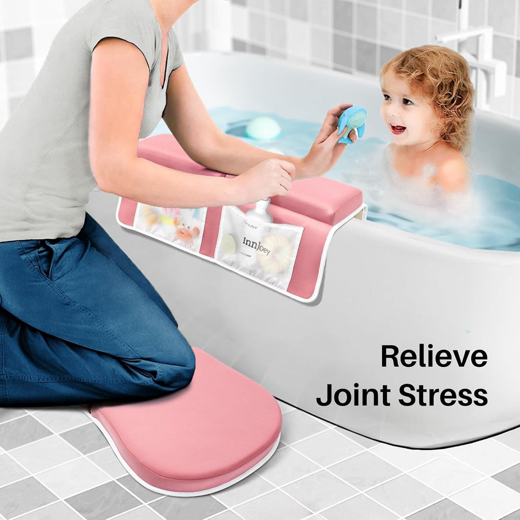 Odor-Free Baby Bath Kneeler and Elbow Rest Pad Set, 1.6'' Thick, Quickly Dry, Bathtub Kneeler Pad with Baby Toys &