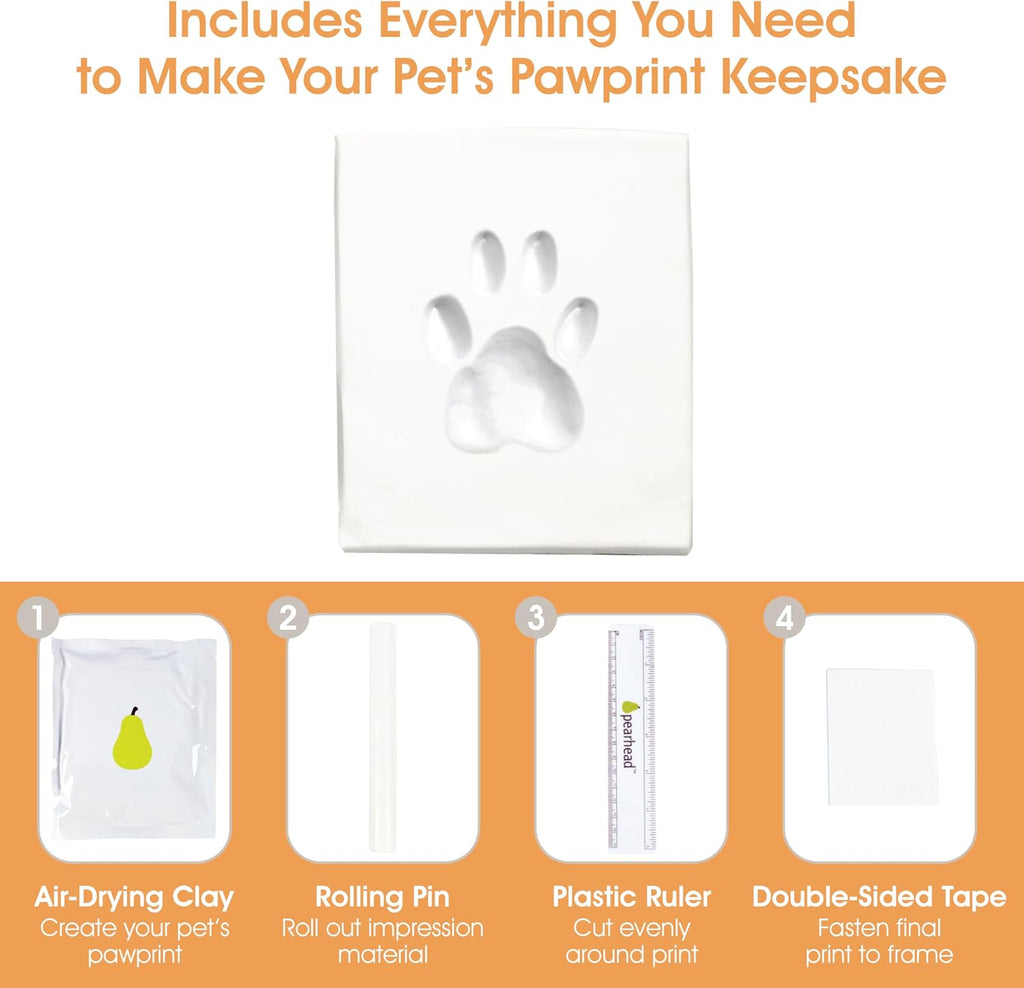 Pet Paw Print Memorial Frame with Clay Imprint Kit, Espresso Brown
