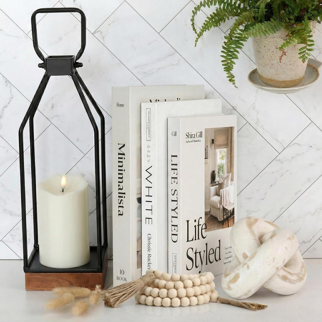 Aesthetic Decorative Books Set of 4 - Faux Decorative Book Boxes for Storage & Display, Fake Books Decor for Coffee
