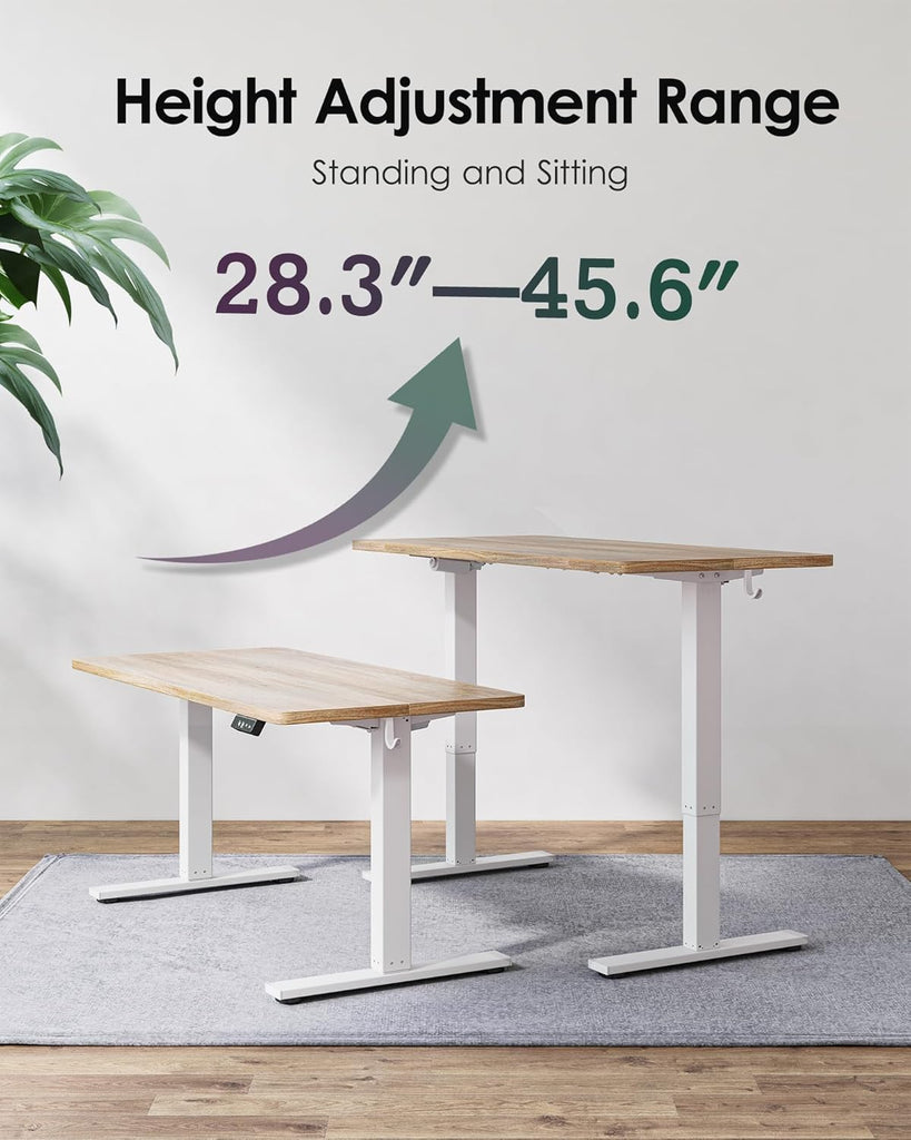 Electric Height Adjustable Standing Desk 47.2×23.6 inch, Sit Stand Desk with Splice Board, Memory Controller