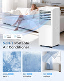 8000 BTU Portable Air Conditioner, 5-in-1 Cools 350 Sq.Ft, Quiet AC Unit with Fan & Dehumidifier, LED Display, Remote