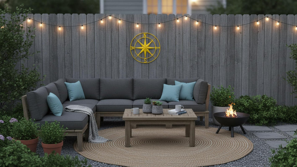 Nautical Metal Compass Wall Decor, 41 inches, Indoor/Outdoor (Gold)